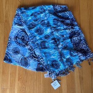 NWT Nordstrom blue gauzy scarf/shawl. Gorgeous batik pattern